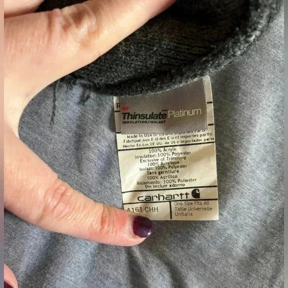 Carhartt Full Face Ski Mask A161 Cold Weather Winter Black Thinsulate Kn… - Picture 2 of 2